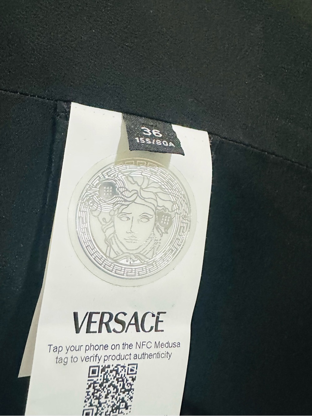 Versace Black One-Shoulder Draped Mini Dress with Gold Accent - Picture 9 of 12